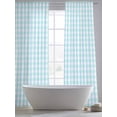 thumbnail image 5 of Aqua Blue Green Sheer Curtains 96 Inch Length 2 Panels Set, Checkered Plaid Gingham Lattice Trellis Voile Window Treatment Semi Sheer Long Curtains Drapes for Bedroom/Living Room/Kitchen 52"x96"x2, 5 of 7