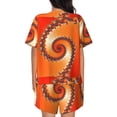 thumbnail image 3 of Naloa Orange Rotating Women's Short-Sleeved Pajama Set, Loungewear, Summer pajamas, Breathable Cozy - Medium, 3 of 9