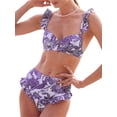 thumbnail image 3 of Arvbitana Women's Bikini Swimsuit Two Piece Bikini Swimwear Print Sleeveless Straps Padded Bra and Thong Bottoms Beach Bikini Set, 3 of 7