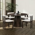 thumbnail image 2 of Dining Table Set for 4, 47.24 Inch Round Table and 4 Upholstered Dining Chairs, Modern Solid Wood Kitchen Table Set,  for Dining Room, Kitchen, Dark Brown, 2 of 9