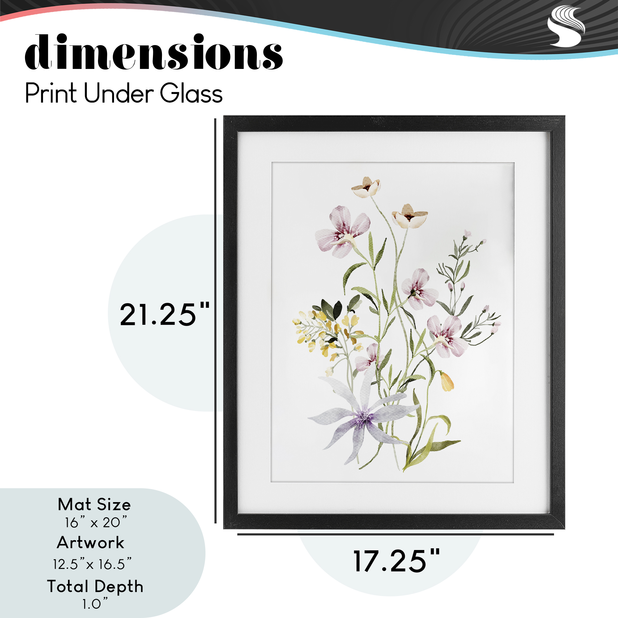 Floral Foliage Bundle Black Framed Print Under Glass, design by Lettered and Lined