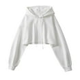 thumbnail image 2 of Zpanxa Women's Hooded Pullover Long Sleeve Casual Crewneck Sweatshirt French Terry Lounge Wear with Side Pockets, 2 of 3
