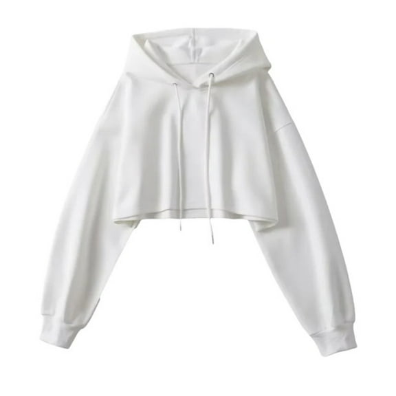 Annhoo Cropped Sweatshirts for Women Fall Casual Drawstring Long Sleeve Hoodies Teen Girls Fashion Clothes