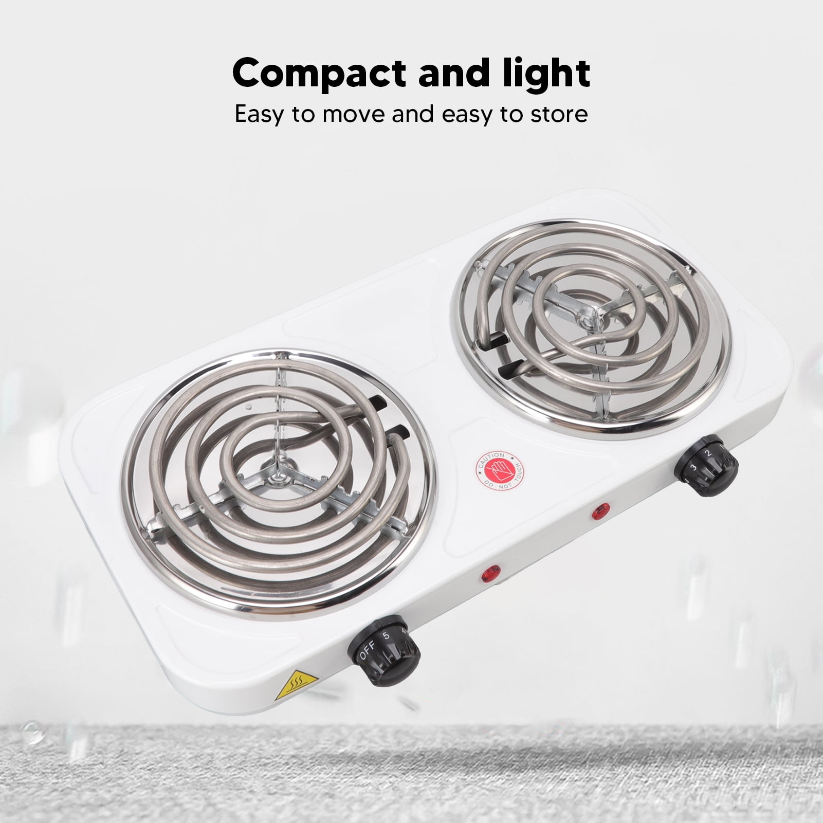 Suodoka 2000W Electric Countertop Stove 2-Burner Portable Hot Plate for Cooking (18.5 x 11.8 x 3.1 inches / 47 x 30 x 8 cm)