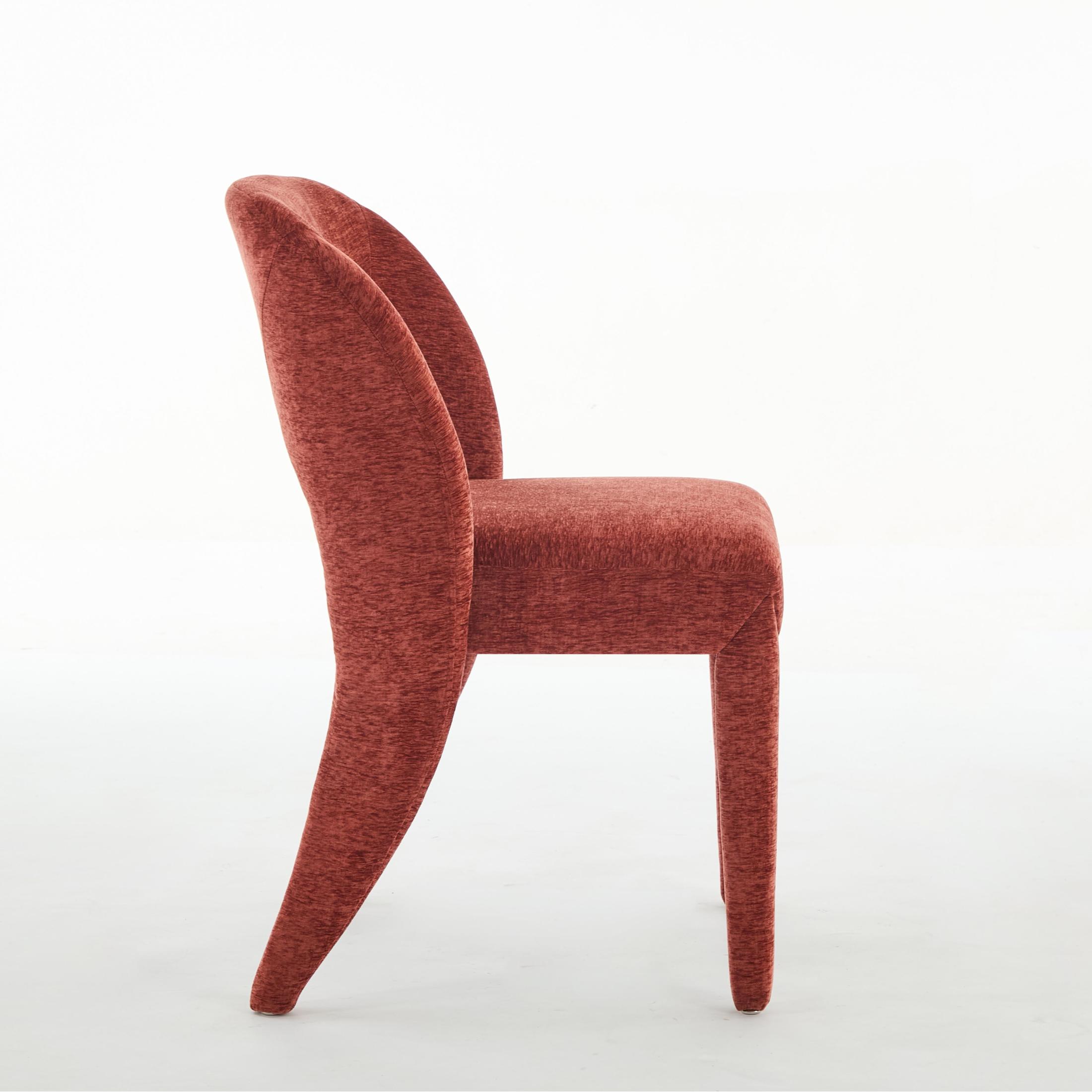 Noble House Set of 2 Chenille Dining Chairs, Hollow Back Upholstered Side Chairs with Iron Frame, Rose