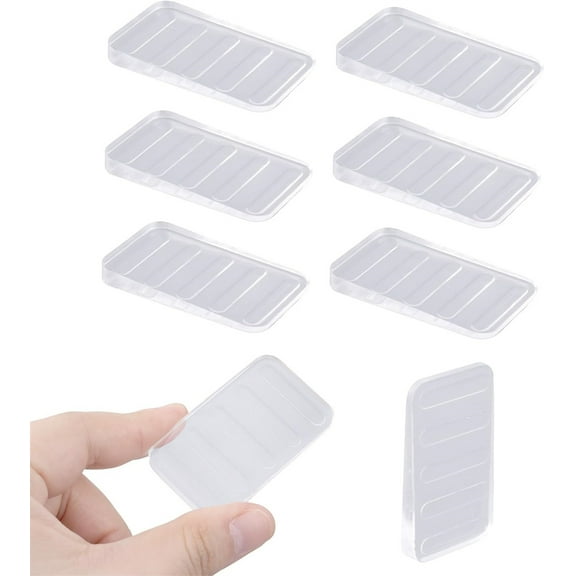 Duslogis 8Pcs Soft Clear Furniture Leveling Wedges, Heavy-Duty Rubber Table Shims, Non-Slip Stackable Leveling Shims for Bed, Toilet, Desk, 0.19in /5mm Height