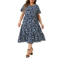 thumbnail image 2 of Agnes Orinda Women's Plus Size Dresses Tiered Polka Dots Short Sleeves Babydoll Midi Dresses 4X Dark Blue, 2 of 6