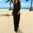 thumbnail image 2 of Zynoxe Two Piece Sets for Women Breathable Comfy Womens Sets with Pockets Women's V Neck Linen Tanks Top Long Pants Set Relaxed Casual Solid Color Summer Outfits 3XL, 2 of 9