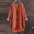 thumbnail image 5 of Vivianyo HD Women's Crinkle Gauze Cardigan, Button Front Roll Up Sleeve Mid Length Lightweight Outer Top for Beach Vacation Wear, Sizes S-2XL, 5 of 5
