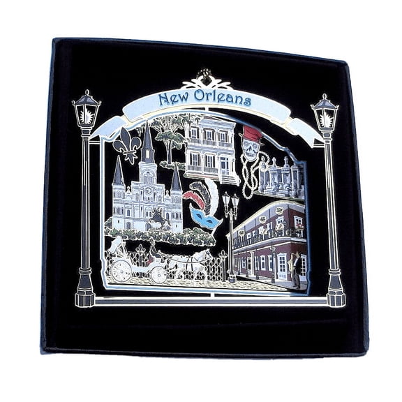 I Love My State New Orleans Ornament State Souvenir Brass Black Leatherette Gift Box