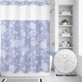 thumbnail image 3 of No Hook Shower Curtain, Spring Floral Shower Curtains for Bathroom with See Through Top Window, Country Farmhouse Flower Texture Purple Waterproof & Washable Bath Curtain Stall 48"x72", 3 of 9