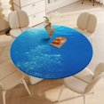 thumbnail image 3 of Bright Sunshine Through Deep Blue Sea Round Fitted Tablecloth with Flannel Backing Elastic Table Cloth Waterproof Oil-Proof Plastic Table Cover Table Up 40"-54" Diameter), 3 of 5