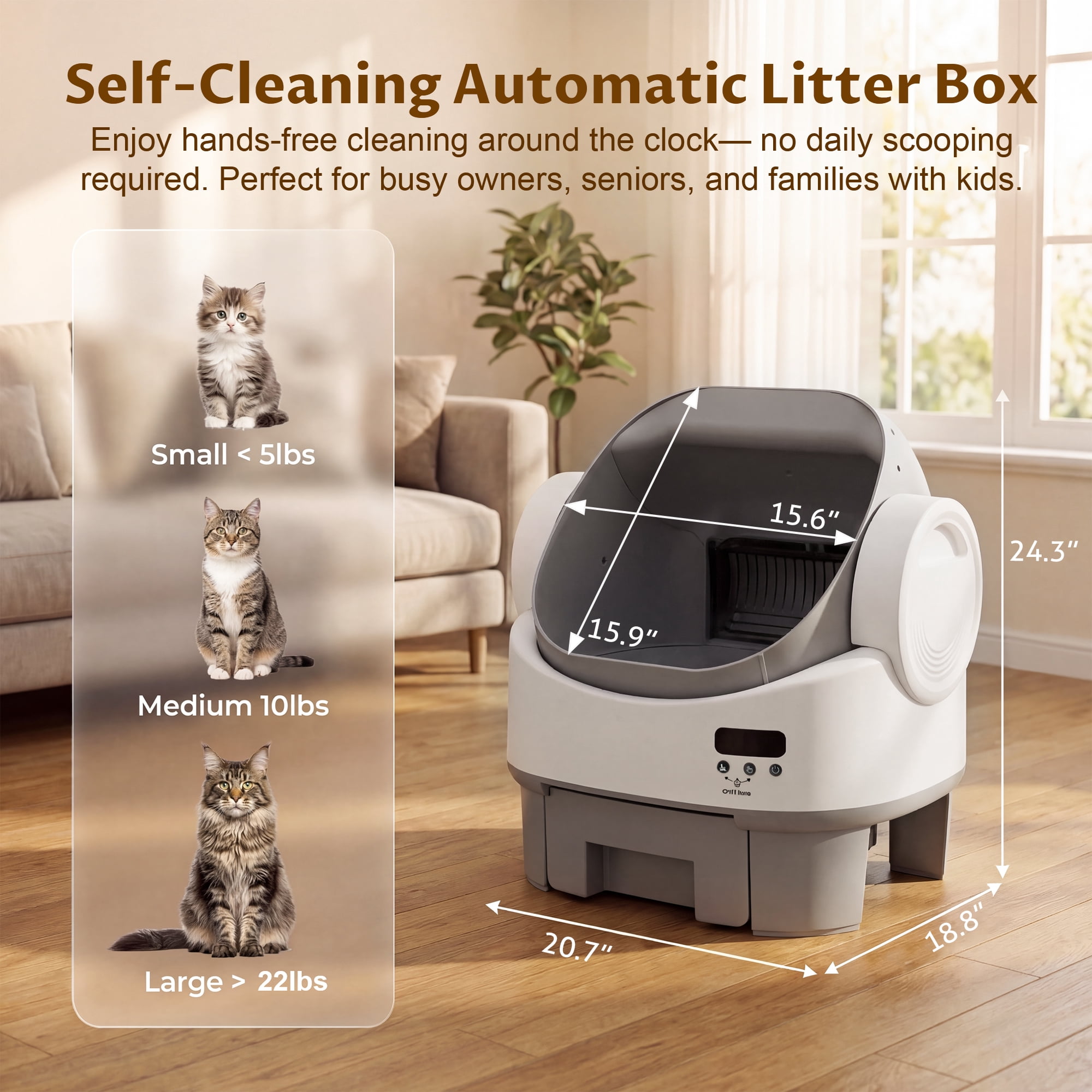 Homall Open-Top Automatic Cat Litter Box, Self-Cleaning, No App, Multi-Cat Use, Easy Clean