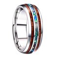 thumbnail image 1 of Fashion Unisex Wooden Abalone Shell Titanium Steel Ring Wedding Party Jewelry, 1 of 9