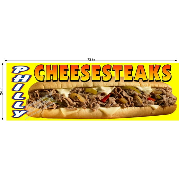 PHILLY CHEESESTEAK CHEESE STEAK VINYL HORIZONTAL BANNERS (CHOOSE A SIZE) NEW!