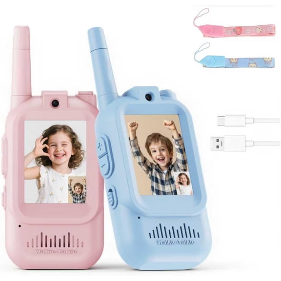 Video Walkie Talkies for Kids, 2 Pack Rechargeable Kids Video Walkie Talkies with Camera, Facetime Walkie Talkie for Indoor Outdoor Games, Camping, Hiking for Boys Girls Ages 3-12