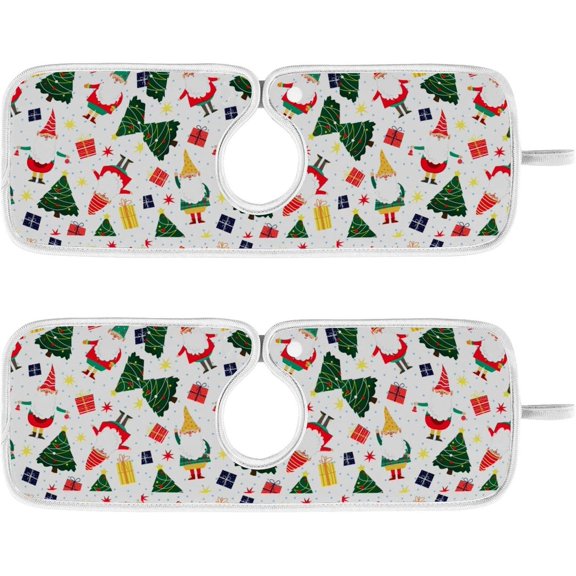 Christmas Gnomes Trees Kitchen Sink Splash Guard 2 Packs Faucet Absorbent Mats Xmas Winter Holiday Faucet Handle Drip Catcher Quickly Drying Mat for Kitchen Counter Bathroom, 14.9"x5.5"