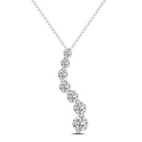 SZUL Women's 1/4 CTW Lab Grown Diamond Journey Pendant in 10K White Gold (G-H Color, VS1-VS2 Clarity)