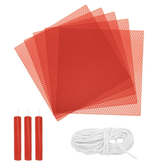 5pcs Beeswax Candle Making Kit, 8"x8" Red Beeswax Sheet with 1pcs Wick