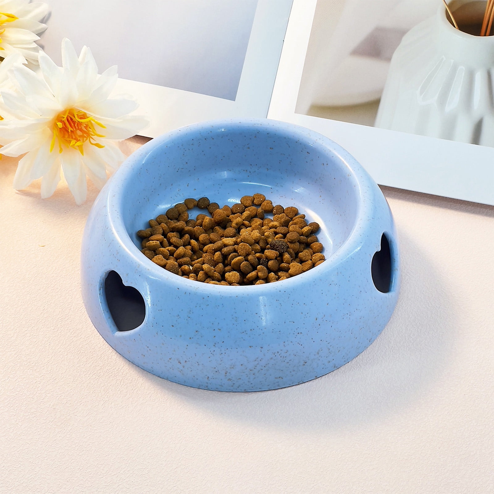 Non Slip Dog Bowl, Tip-Proof Pet Food and Water Dish with Weighted Rubber Base for Medium Large Dogs & Cats, Whisker Friendly, Food-Grade Plastic, Dishwasher Safe