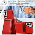 thumbnail image 6 of Dteck Back Wallet Phone Case for Samsung Galaxy S21 Plus 4G 5G with ID & Credit Card Holder Slots Pockets Wallet Back Cover Stand Flip Folio Leather Cell Cases Women Men, Red, 6 of 8