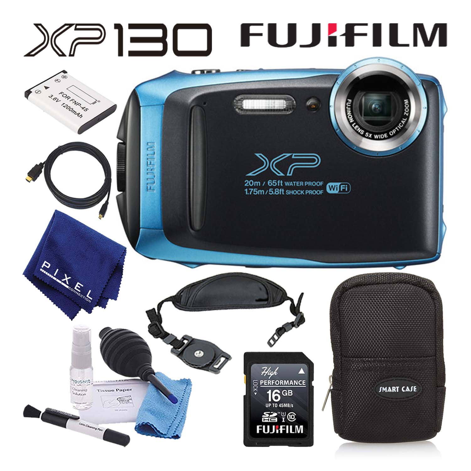 Fujifilm FinePix XP130 Waterproof Digital Camera (Sky Blue) Basic