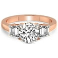 thumbnail image 3 of 2 Carat IGI Certified Round Shape Lab Grown Diamond Engagement Ring | 14K Rose Gold |Dianna Three Stone Side Trapezium Diamond Ring | FG-VS1-VS2 Quality Friendly Diamonds, 3 of 5