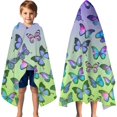 thumbnail image 3 of Gradient Color Butterfly Pattern Hooded Bath Towel，60"x35" for Ages 3 To 12 Kids, Quick Dry Lightweight Soft Microfiber Hood Beach Towel Cover Up for Kids, 3 of 7
