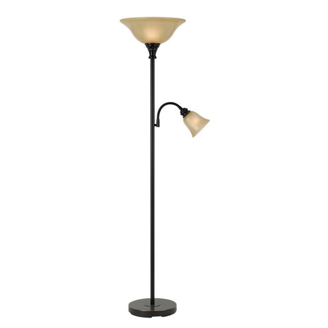 Benjara BM220835 Lampadaire Torchiere en Métal avec Lampe de Lecture Attachée&44; Noir