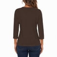 thumbnail image 3 of Women's 3/4 Sleeve Crew Neck Cotton T Shirts Soft Stretchy Casual Daily Wear Layering Tops Classic Fit, 3 of 8