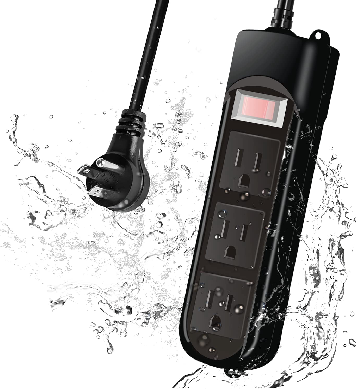 Waterproof Power Strip, Outdoor Power Strip Weatherproof with Flat Plug
