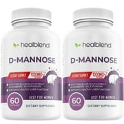 Healblend D-Mannose Capsules - Liver & Urinary Tract Health Supplement for UTI, Bladder Infection, Kidney Support & Bloating Relief - 60 Capsules (2 Pack)