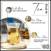 Vikko 4 Oz Turkish Tea Glasses Authentic Tulip-Shaped Turkish Tea Cups 6-Pc Kitchen Set