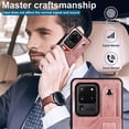 thumbnail image 2 of Design for Samsung Galaxy S20 Ultra 5G Phone Case with Screen Protector Adjustable Wrist Strap Kickstand Credit Card Slot Slim Shockproof Hybrid Rugged Protective Cover for Women 6.9" Rose gold, 2 of 14