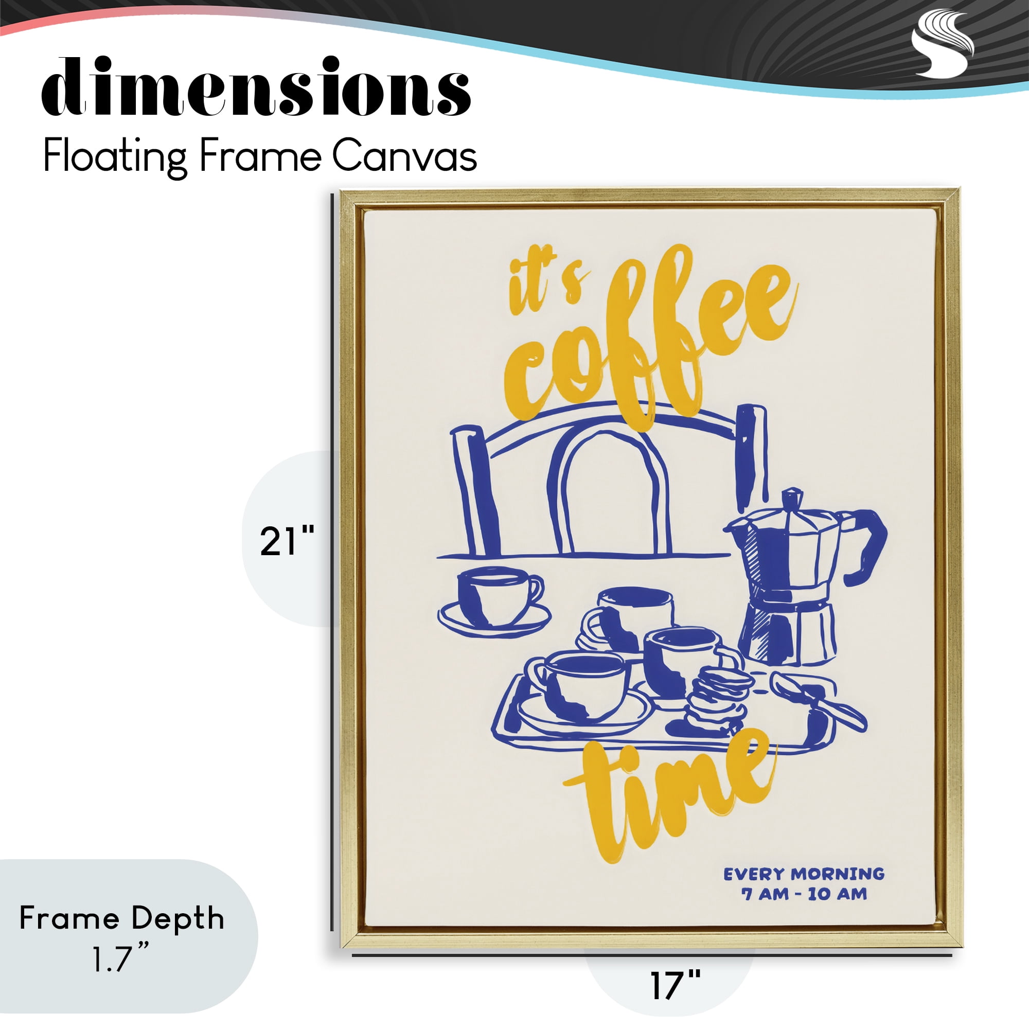 Stupell Industries It's Coffee Time Breakfast Ritual Gold Framed Floater Canvas Wall Art, design by The Prints Vibe
