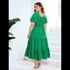 thumbnail image 4 of Vestido Bohemio de Talla Grande para Mujer, Verano 2025, Midi, , Corta, Escote Corazón, Cintura Elástica Verde 4XL, 4 of 9