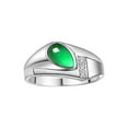 thumbnail image 1 of RYLOS Men's Rings Sterling Silver Ring - Timeless Pear Shape Cabochone Gemstone & Diamonds - Tear Drop Cabochon EMERALD Rings For Men  Size 9, 1 of 6