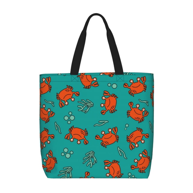 Balery Colorful Crab Bolsa de Mano para Mujeres con Cremallera, Bolsa de Gimnasio con Compartimentos, Bolsa para Laptop, Bolsa para Trabajo
