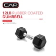 thumbnail image 3 of CAP Barbell, 12lb Rubber Hex Dumbbell, Single, 3 of 8