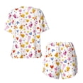 thumbnail image 6 of "Wukai Cartoon Birds & Flowers Women's Pajama Set - Short-Sleeve Top and Shorts with Elastic Waistband and Pockets for Loungewear, Yoga, and Casual Wear-Large, 6 of 8