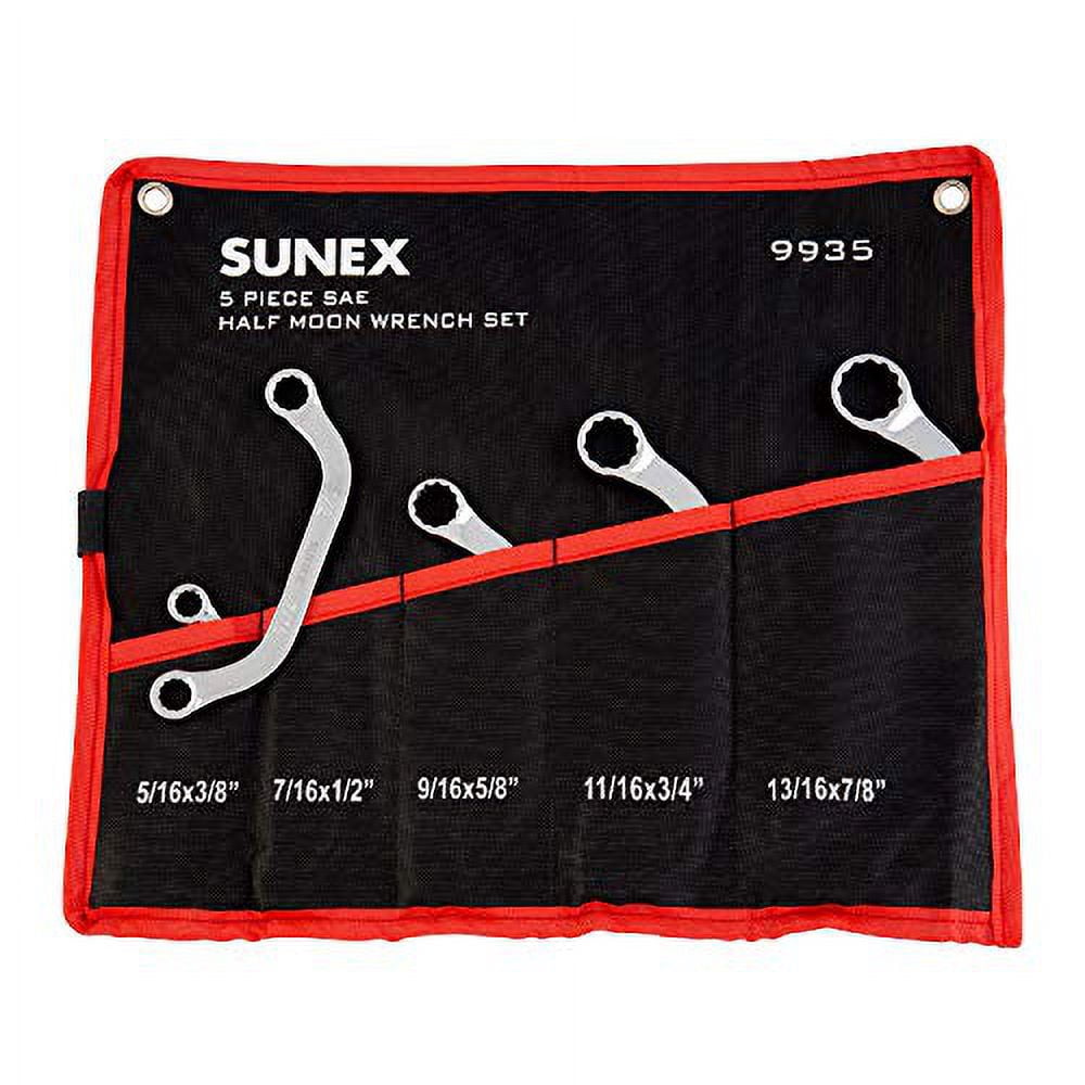 Sunex 9935 5-Piece SAE Half Moon Wrench Set