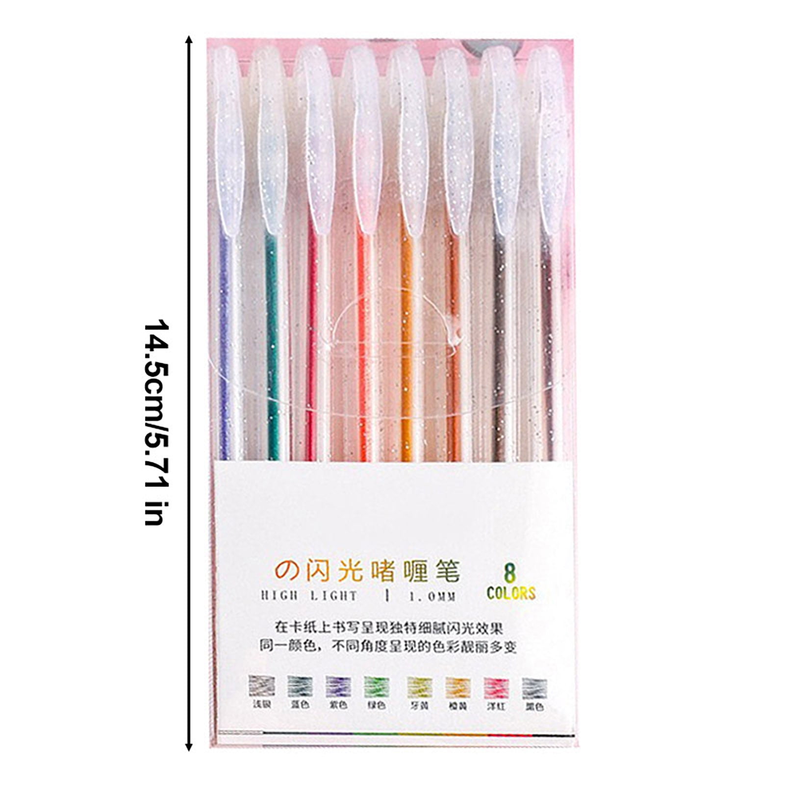 Sylvtty Highlighter Pen Set Transparent Body Multicolored Painting Pen with Glitter Sparkling Effect Smooth Metal Tip Ink Highlighter for Note Marking Coloring