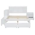 thumbnail image 5 of Full Size Bed Frame, Wooden Platform Bed with Nightstand & Desk, Full Bed Storage Headboard with Charging Station, No Box Spring Needed, White, 5 of 9