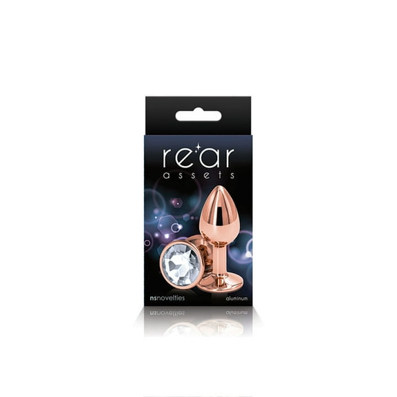 NS Novelties Rear Assets Rose Gold Anal Plug Small Clear