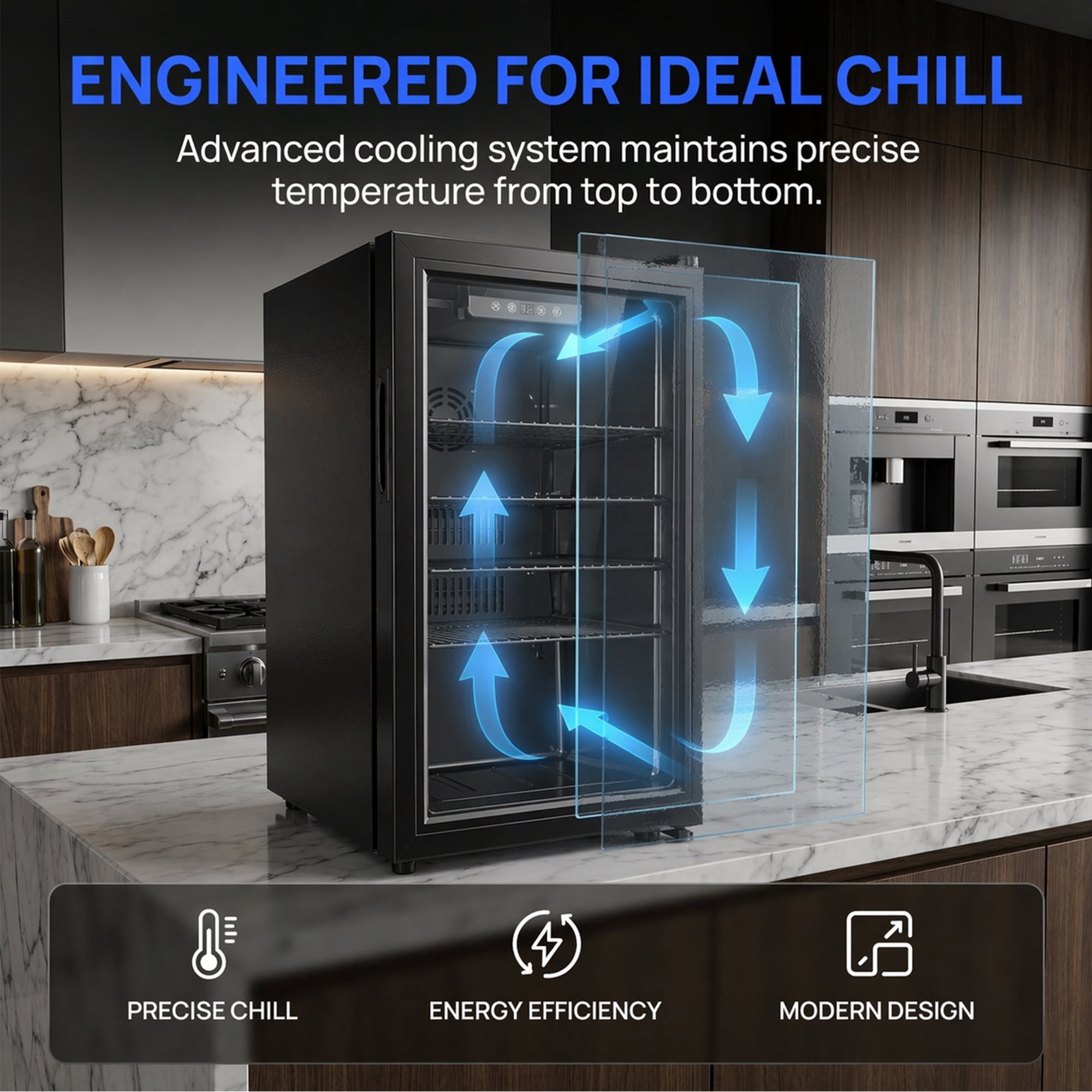 Dawmilon 3.3 Cu Ft Beverage Refrigerator, 126 Can Mini Fridge with Glass Door, Digital Temperature Control, Quiet Beverage Cooler Fridge for Beer Soda Wine, Air Cooling for Home Office Bar