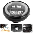 thumbnail image 4 of Delantero Universal 7in Vintage LED Faro Alto Haz Bajo Luz De Circulación Diurna Anillo Señal De Giro Para Motocicleta Carcasa Negra Brillante ZAQW Carcasa negra brillante., 4 of 8