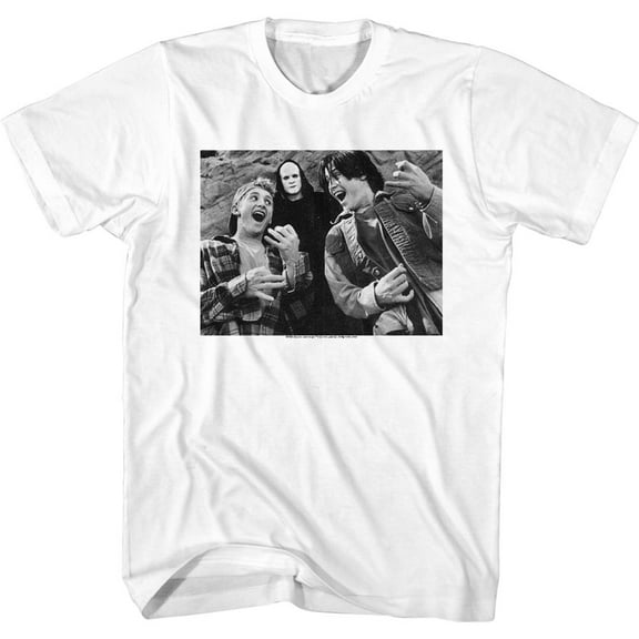 Bill And Ted Bill & Ted & Death White Adult T-Shirt