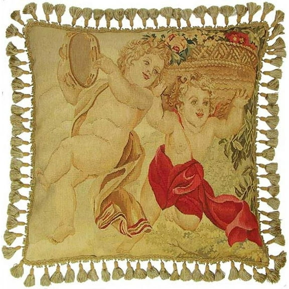 Handmade Aubusson Velvet Floral Pillow 26x26