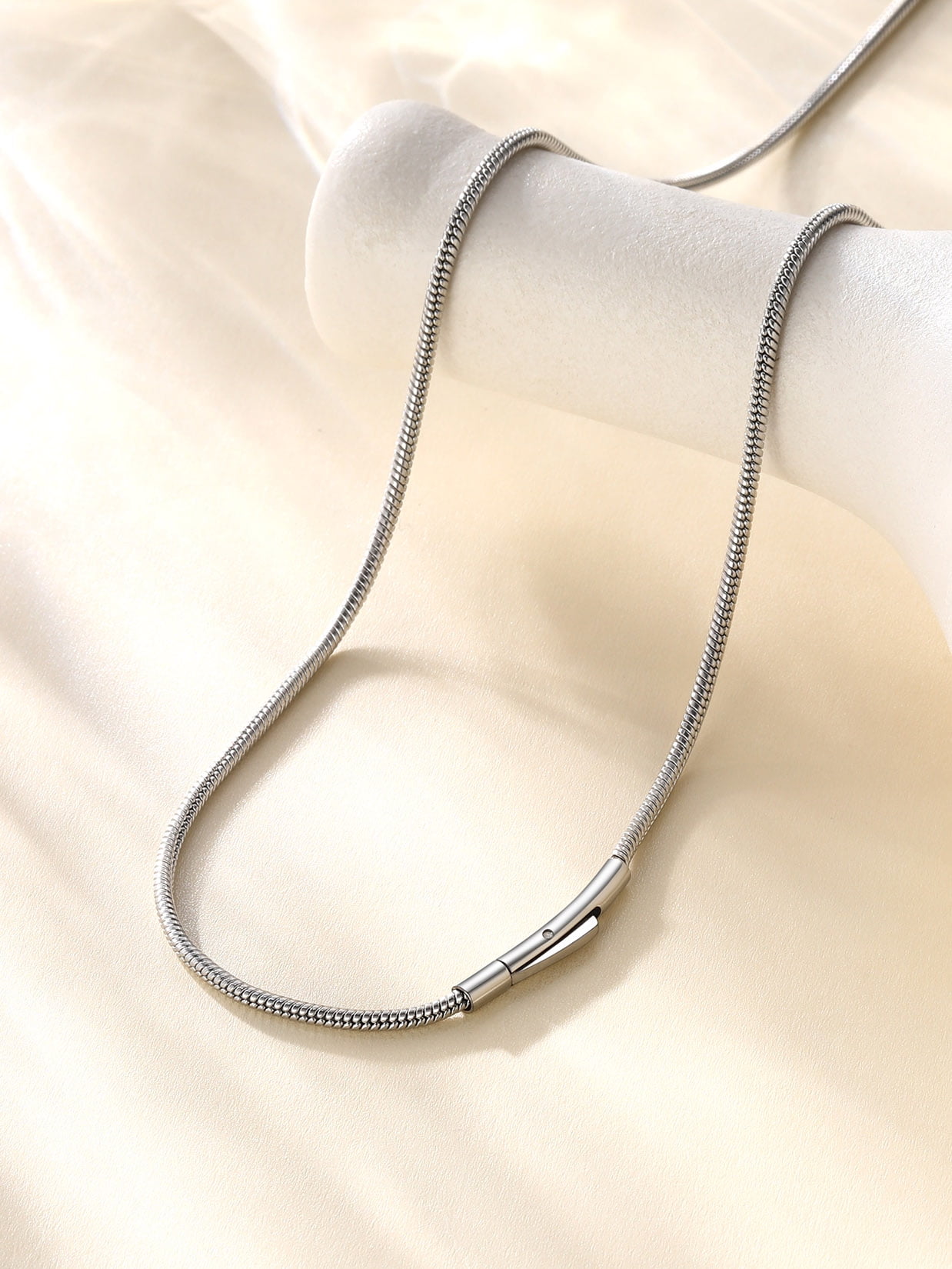 Suplight 2mm Polished Round Snake Chain Necklace for Pendants 14K Gold Plated Stainless Steel