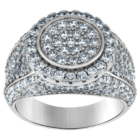 925 Sterling Silver Mens Cubic Zirconia Fashion Ring Size 10 15.5mm Long Ring for Men - 9.6 Grams